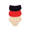 biçomi 3 Adet Tutku Kadın Yüksek Bel Bato Kalın Lastik Külot S1