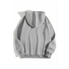 Biçomi 3 İplik Pamuklu Unisex Kapşonlu Sweetshirt - Gri