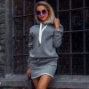 Biçomi Adın Gri Kanguru Cepli Kapşonlu Iki Iplik Kumaş Mini Sweat Elbise