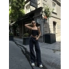 Biçomi  Arkadan Yırtmaçlı Jeans Kot Palazzo Pantolon - Siyah