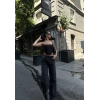 Biçomi  Arkadan Yırtmaçlı Jeans Kot Palazzo Pantolon - Siyah