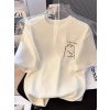 Biçomi Baskılı Oversize Bisiklet Yaka T-shirt - Beyaz