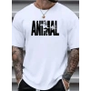 Biçomi Baskılı Oversize Bisiklet Yaka T-shirt - Beyaz