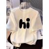 Biçomi Baskılı Oversize Bisiklet Yaka T-shirt - Beyaz