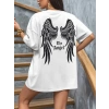 Biçomi Baskılı Oversize Bisiklet Yaka T-shirt - Beyaz