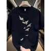 Biçomi Baskılı Oversize Bisiklet Yaka T-shirt - Beyaz