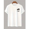 Biçomi Baskılı Oversize Bisiklet Yaka T-shirt - Beyaz
