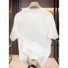 Biçomi Baskılı Oversize Bisiklet Yaka T-shirt - Beyaz