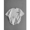 Biçomi Baskılı Oversize Bisiklet Yaka T-shirt - Beyaz