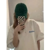 Biçomi Baskılı Oversize Bisiklet Yaka T-shirt - Beyaz