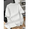 Biçomi Baskılı Oversize Bisiklet Yaka T-shirt - Beyaz