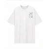 Biçomi Baskılı Oversize Bisiklet Yaka T-shirt - Beyaz