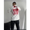Biçomi Baskılı Oversize Bisiklet Yaka T-shirt - Beyaz