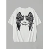 Biçomi Baskılı Oversize Bisiklet Yaka T-shirt - Beyaz