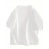 Biçomi Baskılı Oversize Bisiklet Yaka T-shirt - Beyaz