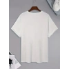 Biçomi Baskılı Oversize Bisiklet Yaka T-shirt - Beyaz