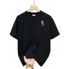 Biçomi Baskılı Oversize Bisiklet Yaka T-shirt - Siyah