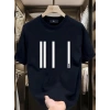 Biçomi Baskılı Oversize Bisiklet Yaka T-shirt - Siyah