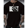 Biçomi Baskılı Oversize Bisiklet Yaka T-shirt - Siyah