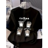 Biçomi Baskılı Oversize Bisiklet Yaka T-shirt - Siyah