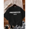 Biçomi Baskılı Oversize Bisiklet Yaka T-shirt - Siyah