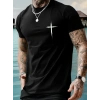 Biçomi Baskılı Oversize Bisiklet Yaka T-shirt - Siyah
