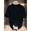 Biçomi Baskılı Oversize Bisiklet Yaka T-shirt - Siyah
