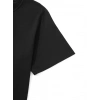 Biçomi Baskılı Oversize Bisiklet Yaka T-shirt - Siyah