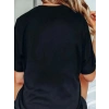 Biçomi Baskılı Oversize Bisiklet Yaka T-shirt - Siyah