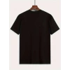Biçomi Baskılı Oversize Bisiklet Yaka T-shirt - Siyah