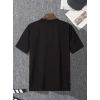 Biçomi Baskılı Oversize Bisiklet Yaka T-shirt - Siyah