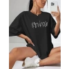 Biçomi Baskılı Oversize T-shirt - Siyah
