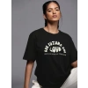 Biçomi Baskılı Oversize T-shirt - Siyah