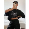 Biçomi Baskılı Oversize T-shirt - Siyah