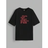 Biçomi Baskılı Oversize T-shirt - Siyah