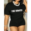 Biçomi Baskılı Oversize T-shirt - Siyah