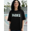 Biçomi Baskılı Oversize T-shirt - Siyah