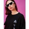 Biçomi Baskılı Oversize T-shirt - Siyah