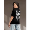 Biçomi Baskılı Oversize T-shirt - Siyah