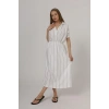 Biçomi Beli Lastikli Elbise - Beyaz
