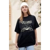 Biçomi Bisiklet Yaka Baskılı T-shirt - Siyah