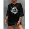 Biçomi Bisiklet Yaka Baskılı T-shirt - Siyah