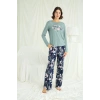 Bicomi Çiçek ve Yaprak Desenli Baskılı Pijama Takımı