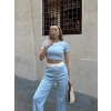 BİÇOMİ Crop pantolon biyeli takım mavi