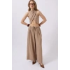 Biçomi Düşük Bel Oversize Keten Pantolon