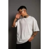 Biçomi Erkek 24/1 Düz A Kalite Oversize T-shirt - Beyaz