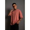 Biçomi Erkek 24/1 Düz A Kalite Oversize T-shirt - Gül Kurusu