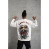 Biçomi Erkek 3 İplik Gangster Baskılı Sweatshirt - Beyaz