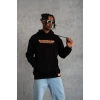Biçomi Erkek Armalı Baskılı Kapüşonlu Sweatshirt - Siyah