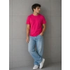 Biçomi Erkek Basic Pamuklu Tişört Bisiklet Yaka Düz Renk Regular Fit T-Shirt - Fuşya